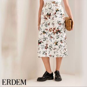 Erdem Artie Cotton-Blend Midi Skirt with Pockets in White/Multi Floral